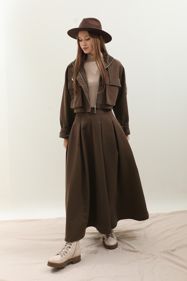 Kargo Cepli Etek Takım Kahverengi - 2