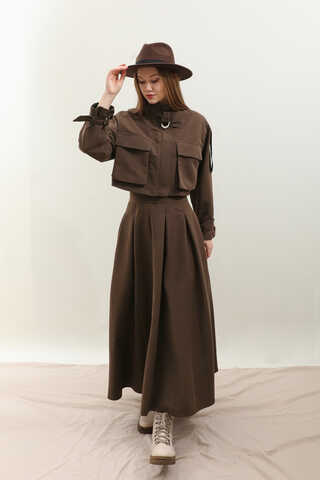 Kargo Cepli Etek Takım Kahverengi - 4