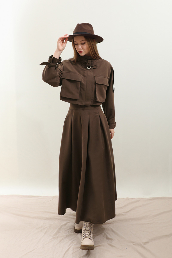 Kargo Cepli Etek Takım Kahverengi - 4