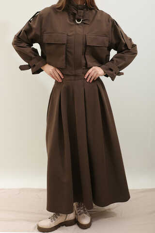 Kargo Cepli Etek Takım Kahverengi - 5