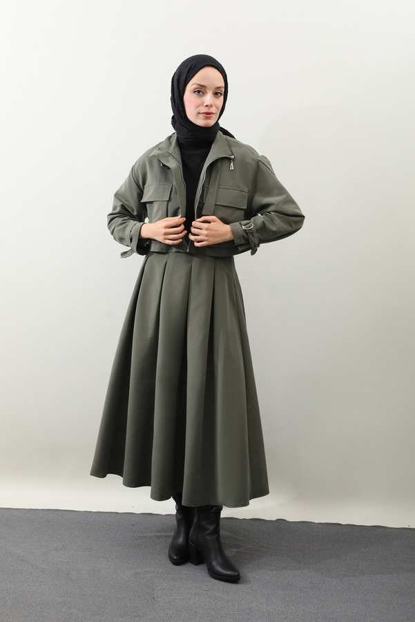 Kargo Cepli Etek Takım Koyu Haki - 3