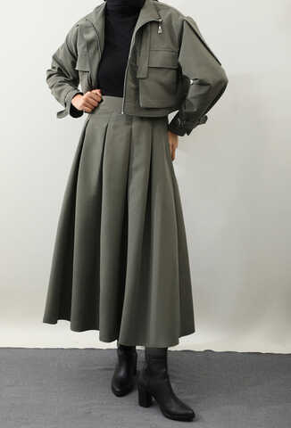Kargo Cepli Etek Takım Koyu Haki - 4