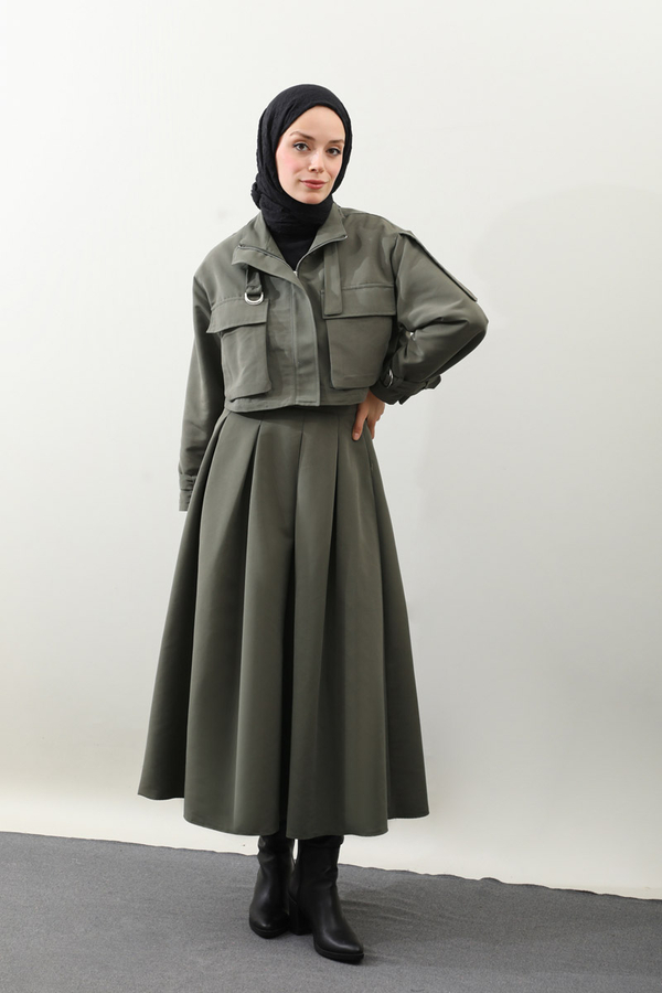 Kargo Cepli Etek Takım Koyu Haki - 5
