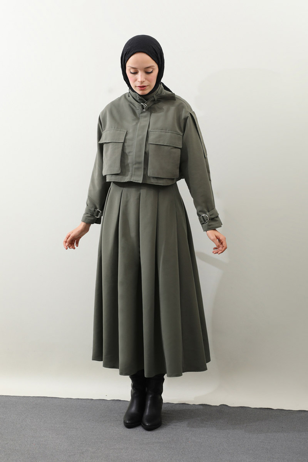 Kargo Cepli Etek Takım Koyu Haki - 11