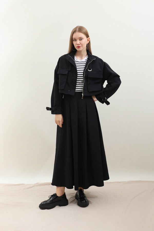 Kargo Cepli Etek Takım Siyah 