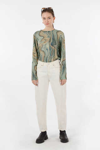 Karışık Desenli Body Yeşil - 2