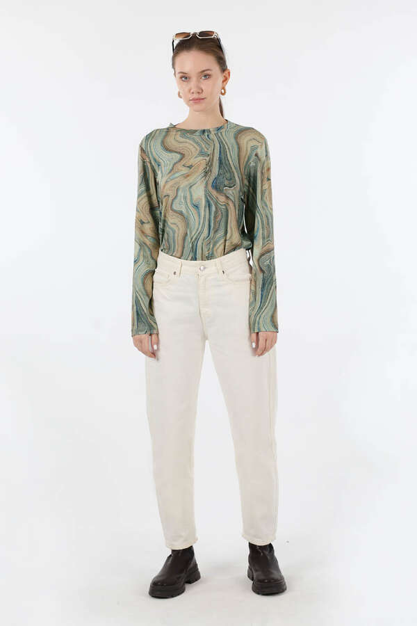 Karışık Desenli Body Yeşil - 2