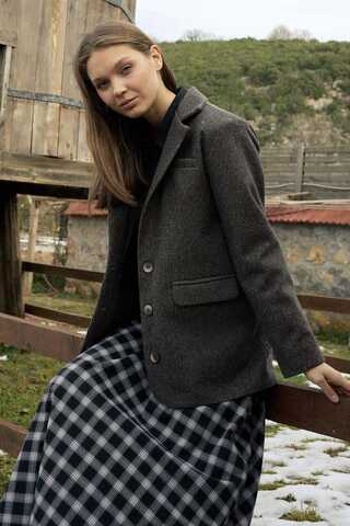 Kaşe Blazer Ceket Antrasit - 7