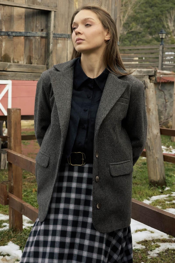 Kaşe Blazer Ceket Antrasit - 17