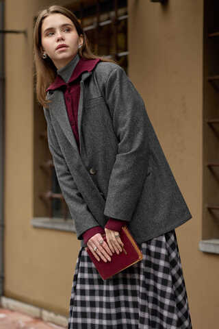 Kaşe Blazer Ceket Antrasit - 5