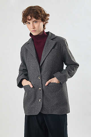 Kaşe Blazer Ceket Antrasit - 5
