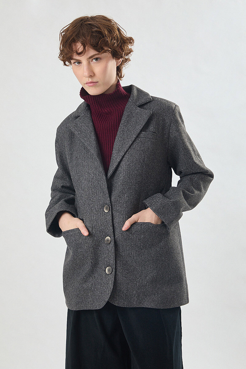 Kaşe Blazer Ceket Antrasit - 5