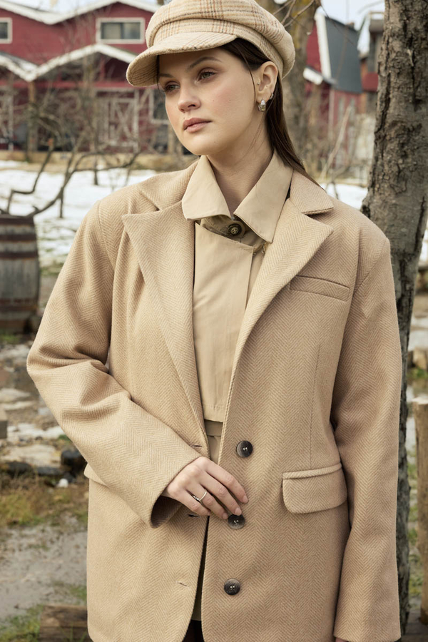 Kaşe Blazer Ceket Bej - 6