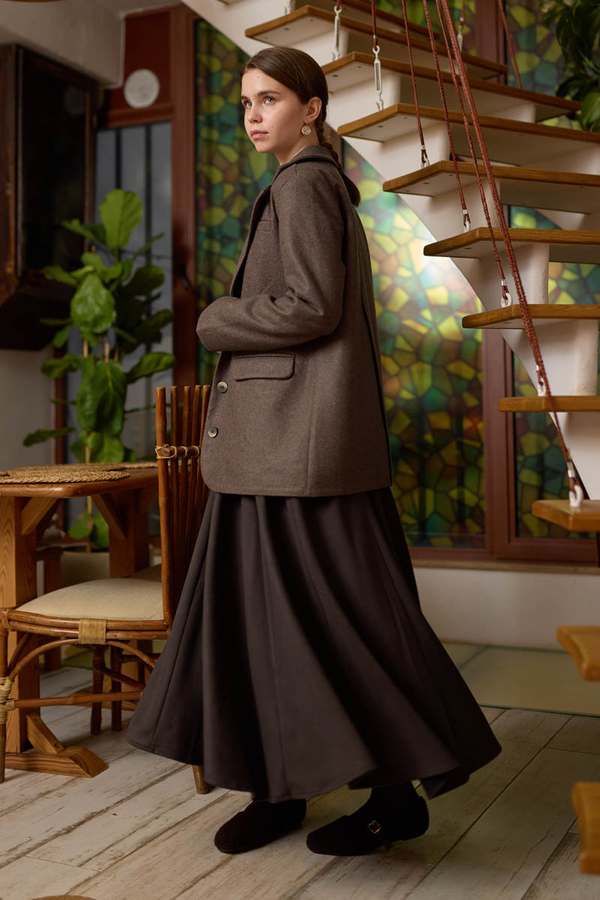 Kaşe Blazer Ceket Kahverengi - 6