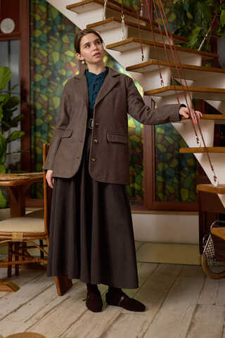 Kaşe Blazer Ceket Kahverengi - 15