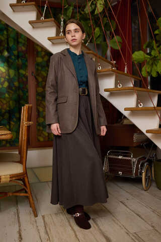 Kaşe Blazer Ceket Kahverengi - 5