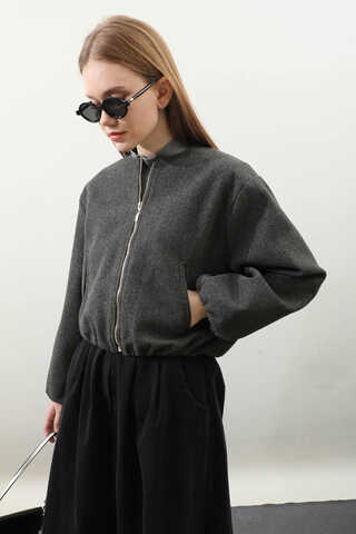 Kaşe Bomber Ceket Antrasit - 1