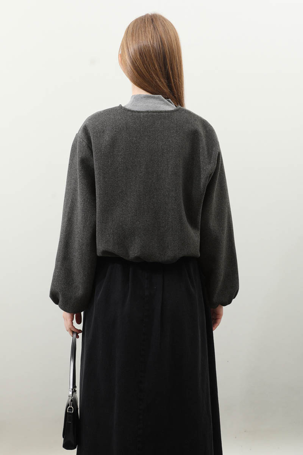 Kaşe Bomber Ceket Antrasit - 5