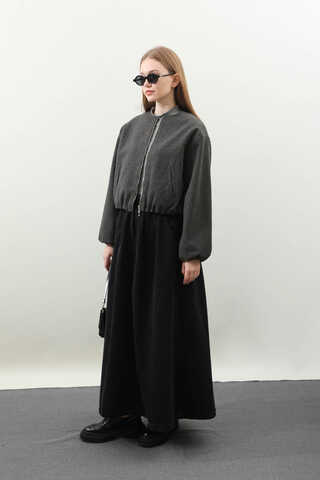 Kaşe Bomber Ceket Antrasit - 7