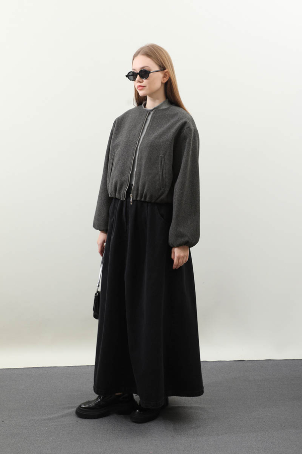 Kaşe Bomber Ceket Antrasit - 7