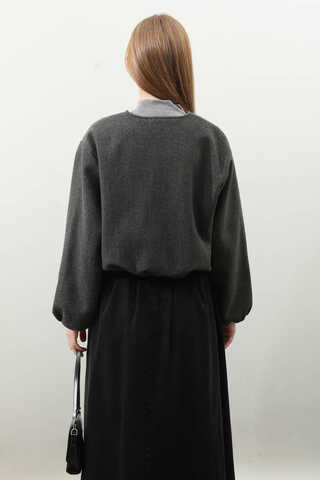 Kaşe Bomber Ceket Antrasit - 5