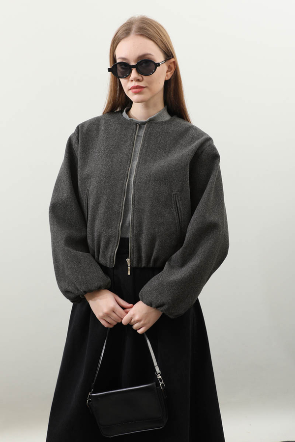 Kaşe Bomber Ceket Antrasit - 8