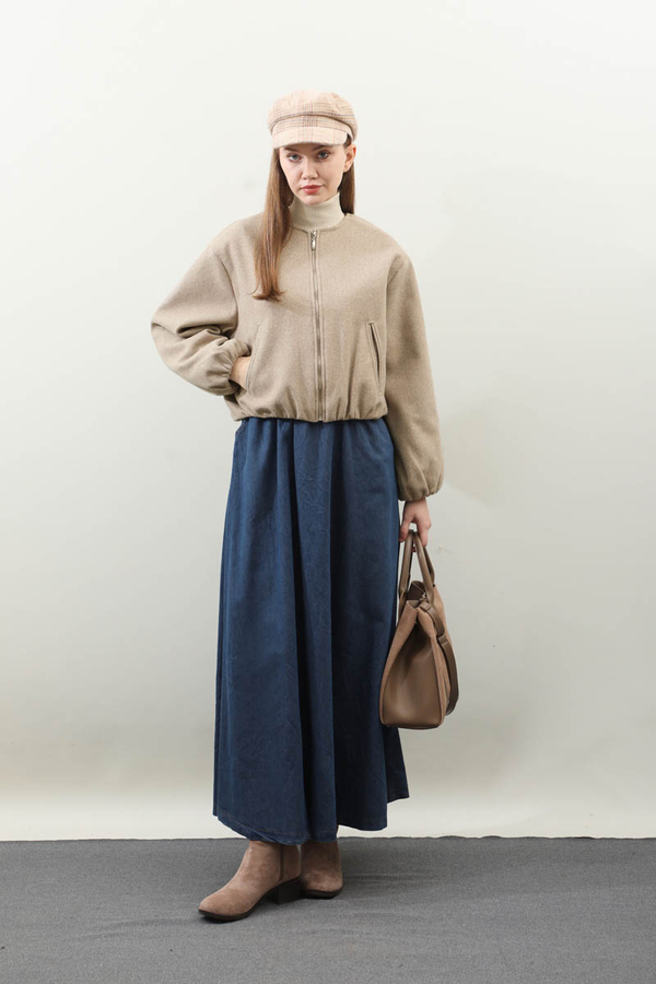 Kaşe Bomber Ceket Vizon - 9