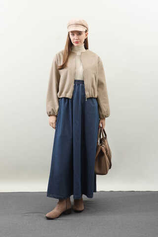 Kaşe Bomber Ceket Vizon - 1