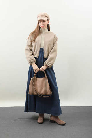 Kaşe Bomber Ceket Vizon - 2