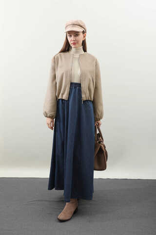 Kaşe Bomber Ceket Vizon - 3