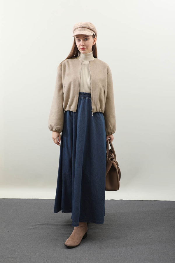 Kaşe Bomber Ceket Vizon - 3