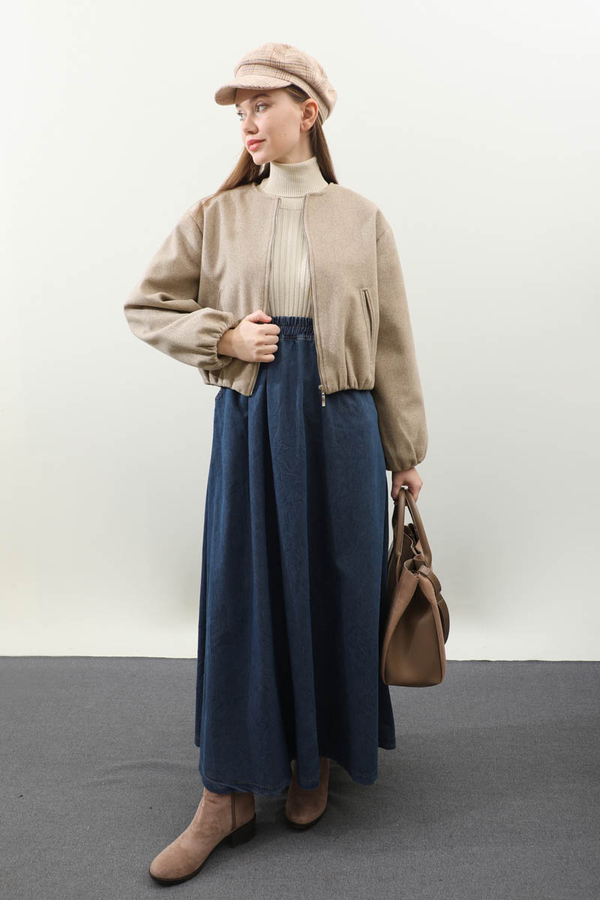 Kaşe Bomber Ceket Vizon - 4