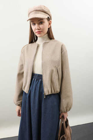 Kaşe Bomber Ceket Vizon - 6