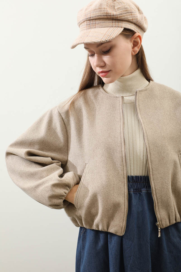 Kaşe Bomber Ceket Vizon - 8