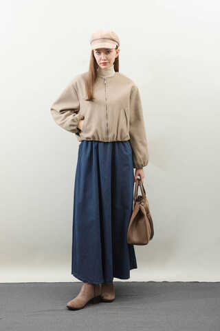 Kaşe Bomber Ceket Vizon - 9