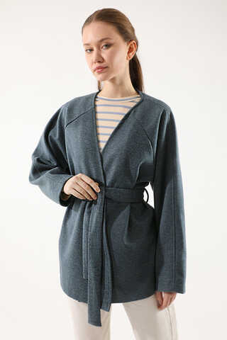 Kaşe Kısa Ceket İndigo - 2