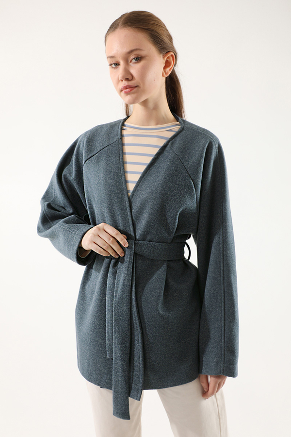 Kaşe Kısa Ceket İndigo - 2