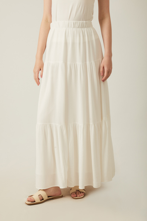 Kat Detaylı Etek Beyaz - 5