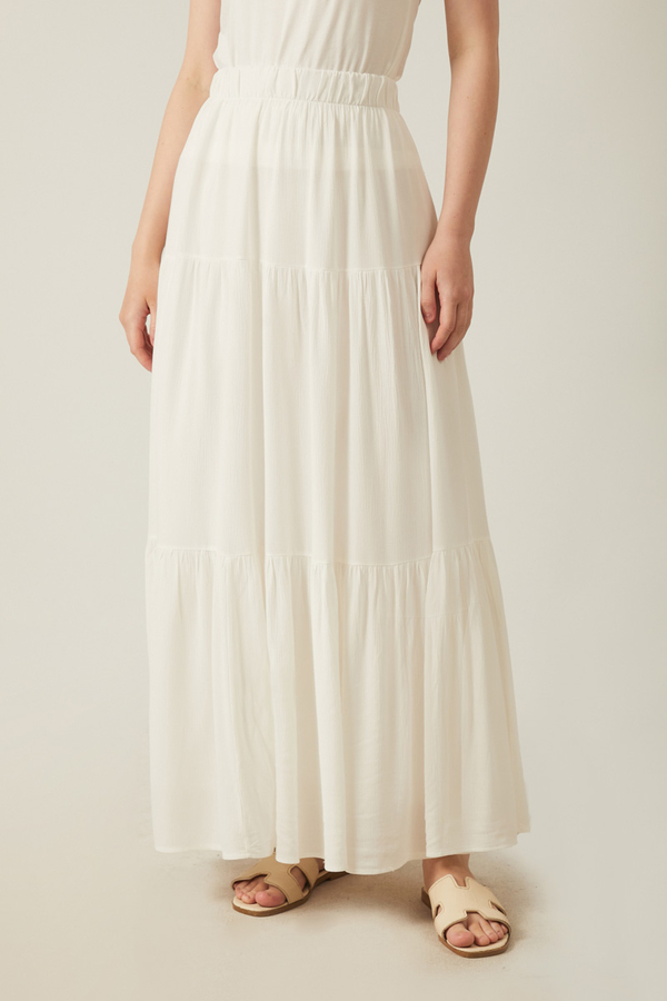 Kat Detaylı Etek Beyaz - 6