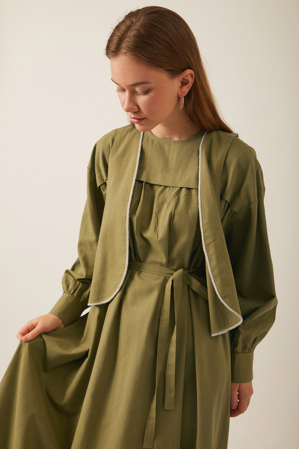 Kayra Yelekli Elbise Takım Haki - 7