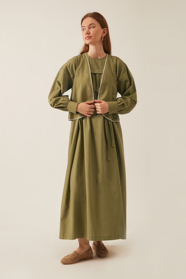 Kayra Yelekli Elbise Takım Haki - 4