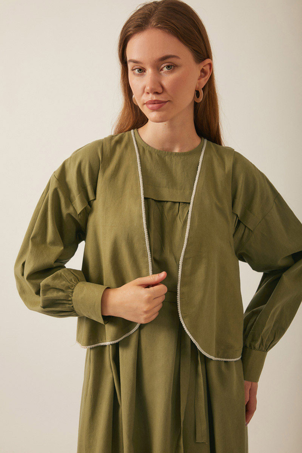 Kayra Yelekli Elbise Takım Haki - 6