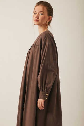 Kayra Yelekli Elbise Takım Kahverengi - 3