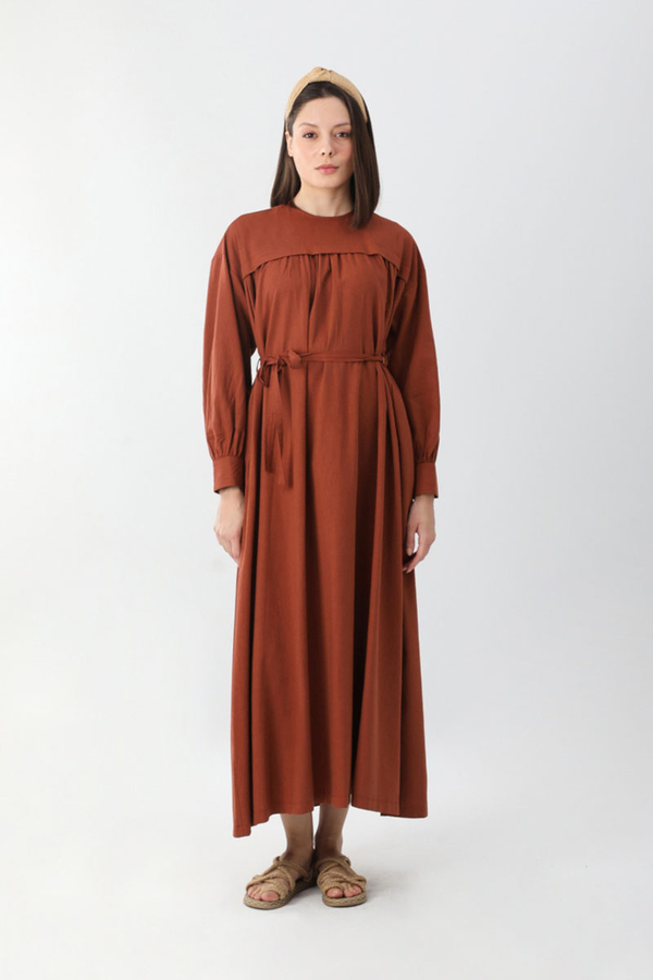 Kayra Yelekli Elbise Takım Kiremit - 12