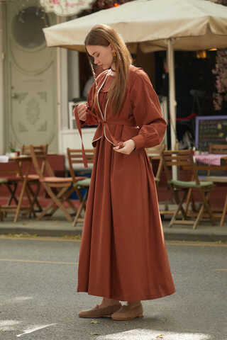 Kayra Yelekli Elbise Takım Kiremit - 2