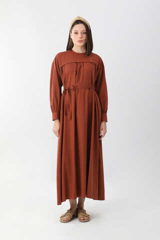 Kayra Yelekli Elbise Takım Kiremit - 12