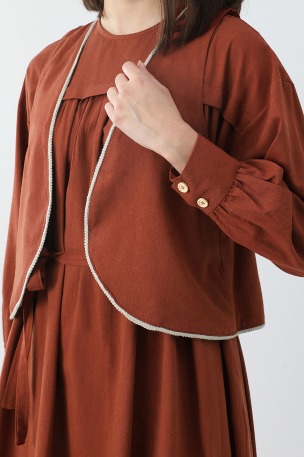 Kayra Yelekli Elbise Takım Kiremit - 13