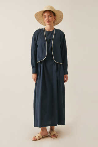 Kayra Yelekli Elbise Takım Lacivert - 5