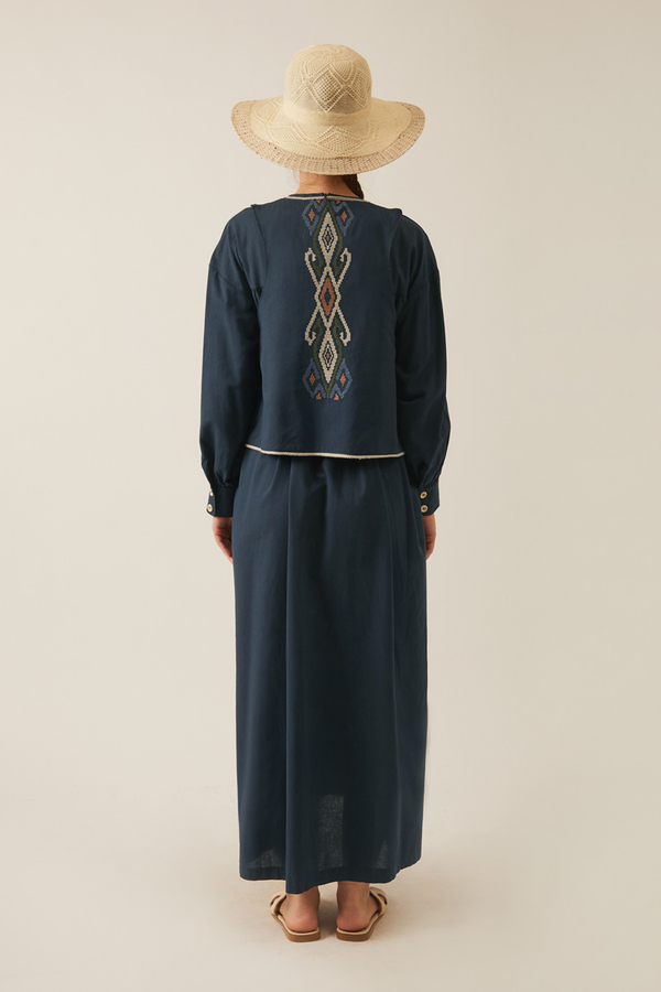 Kayra Yelekli Elbise Takım Lacivert - 8