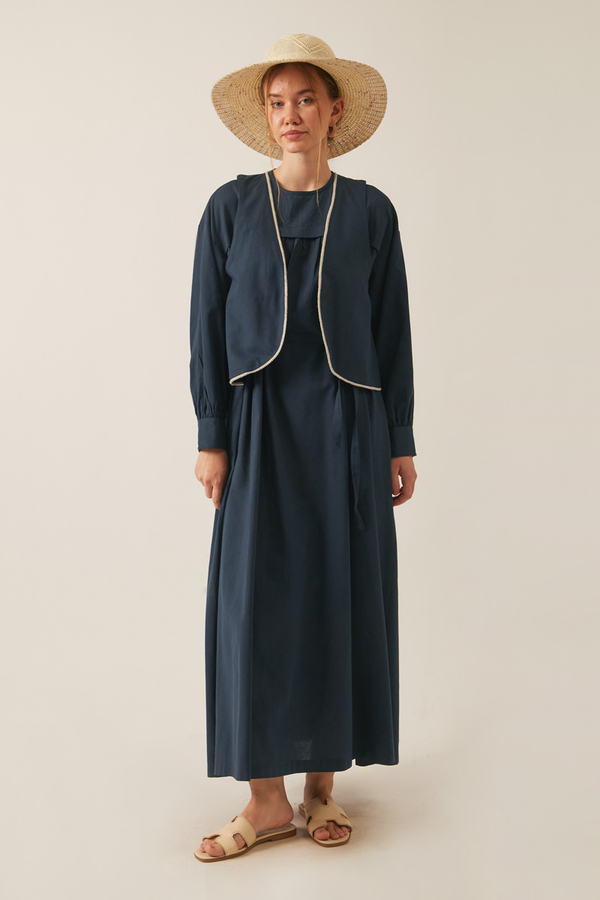 Kayra Yelekli Elbise Takım Lacivert - 5